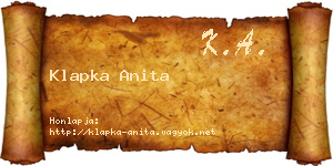 Klapka Anita névjegykártya